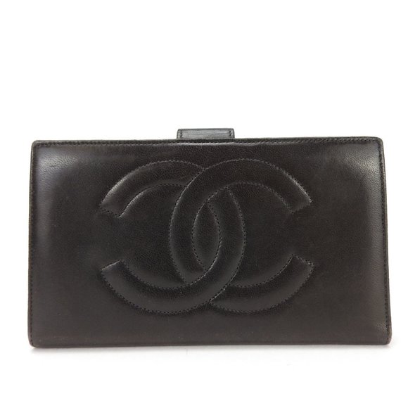 CHANEL Black Leather Logo Wallet - Picture 1 of 9
